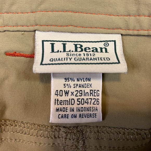LL Bean Mens Cresta Hiking Pants Water Resistant Khaki 40x29 - Picture 4 of 7